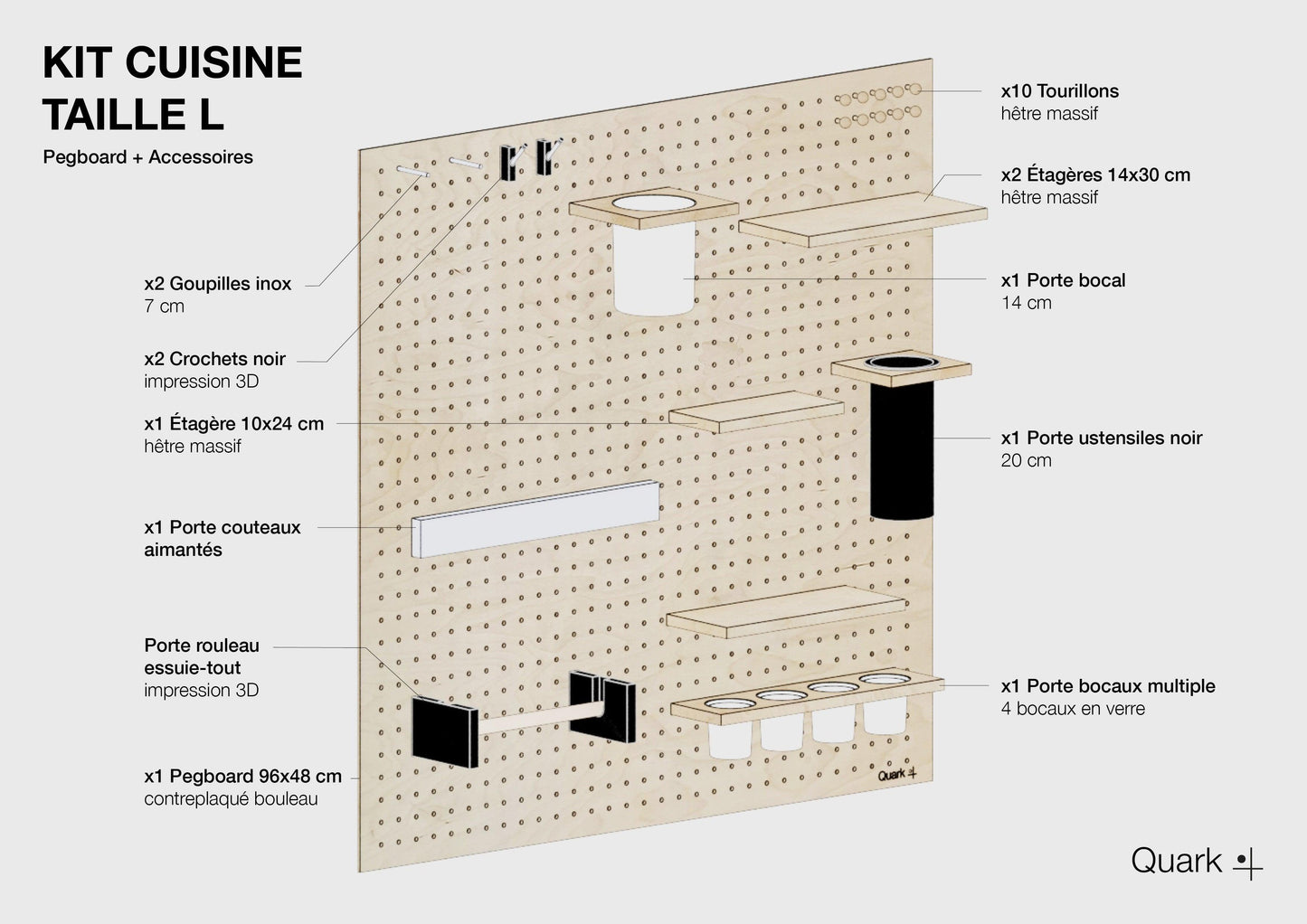 Pegboard Perforated Panel Kit + Office Accessories