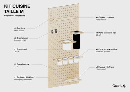 Pegboard Perforated Panel Kit + Office Accessories